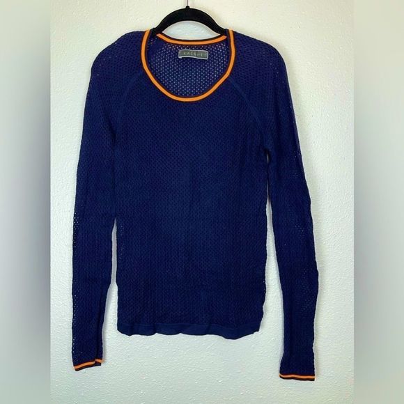 Anthropologie Tops - Velvet by Graham & Spencer Skyler Mesh Piped Top Sweater Blue Orange S Revolve